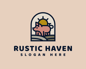 Pig Farm Sunrise logo design