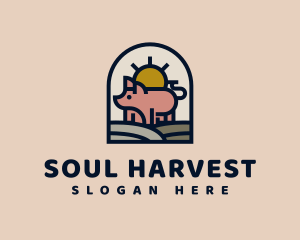 Pig Farm Sunrise logo design