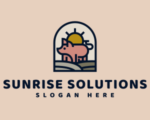 Pig Farm Sunrise logo design