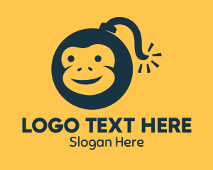 Yellow Bee - Chimpanzee Monkey Bomb logo design