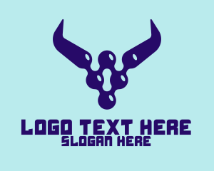 Bull Horn - Digital Blue Horns logo design