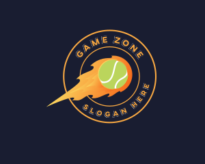 Flame Tennis Ball Sports logo design