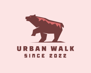 Walking Wild Bear logo design