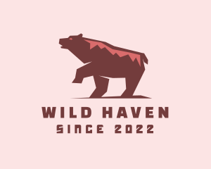 Walking Wild Bear logo design