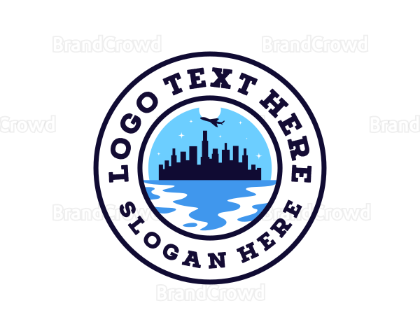 Airplane Cityscape Tourism Logo