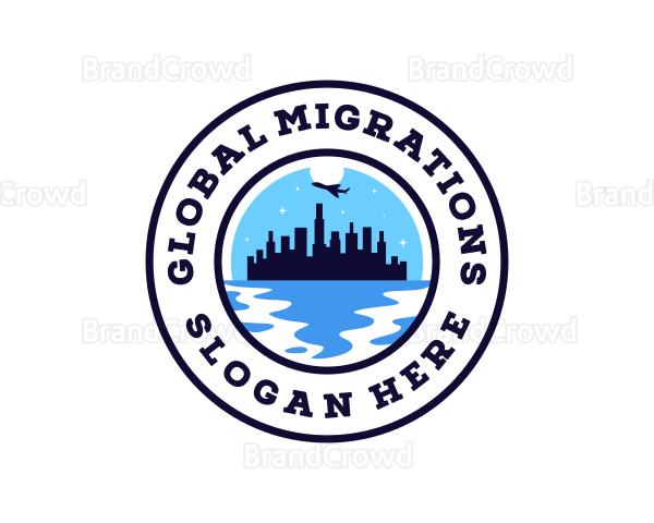 Airplane Cityscape Tourism Logo