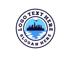 Airplane Cityscape Tourism Logo