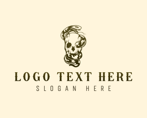 Coiled - Serpent Snake Skull logo design