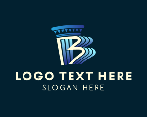Column - Blue Pillar Letter B logo design