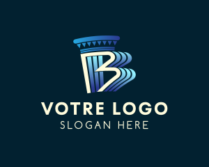 Insurance - Blue Pillar Letter B logo design