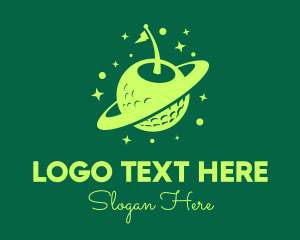 Saturn - Green Golf Planet logo design