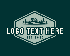 Hiker - Green Mountain Scenery logo design