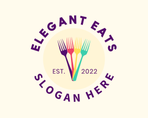 Restaurant Fork Emblem logo design