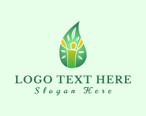 Meditation - Green Human Leaf logo design