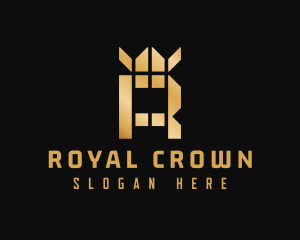 Gold Crown Letter R logo design