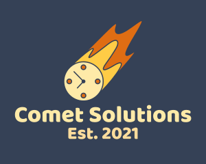 Comet - Time Clock Meteor logo design