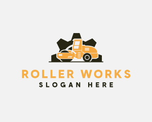 Construction Road Roller Gear logo design