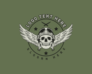 Military - Skull Wings Dagger logo design