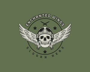 Skull Wings Dagger logo design