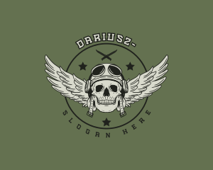 Wing - Skull Wings Dagger logo design