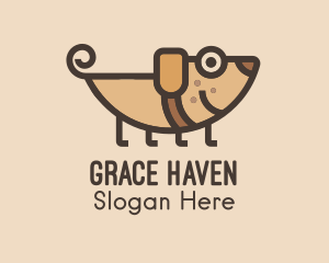 Dog Walker - Smiling Brown Puppy logo design