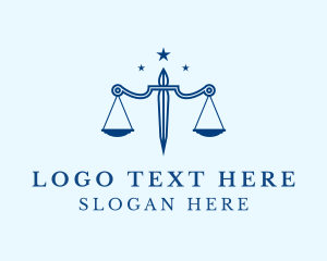 Law - Blue Justice Scale logo design
