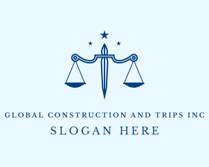 Court House - Blue Justice Scale logo design