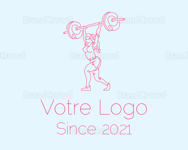 Powerlifter Woman Monoline Logo