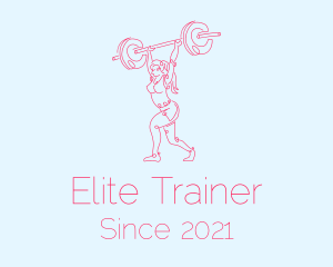 Powerlifter Woman Monoline logo design