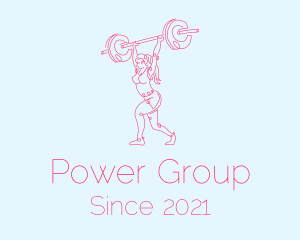 Gym - Powerlifter Woman Monoline logo design