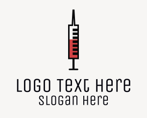 Vaccinate - Minimalist Blood Syringe logo design