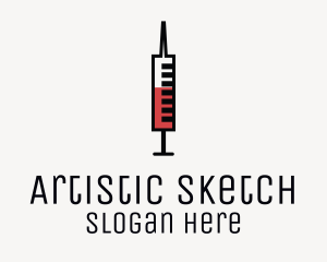 Draw - Minimalist Blood Syringe logo design