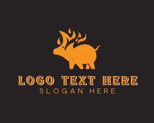 Roasting - Pork Fire Flame logo design