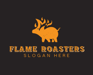 Roasting - Pork Fire Flame logo design
