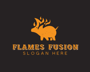 Pork Roast Flame logo design