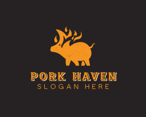 Pork Fire Flame logo design