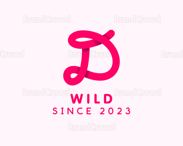 Pink Cursive Loop Letter D Logo