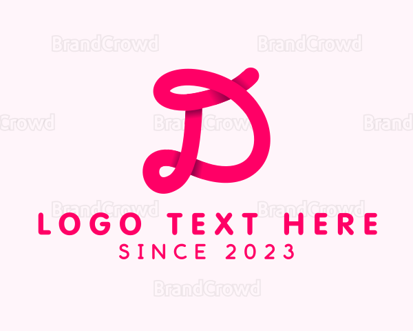 Pink Cursive Loop Letter D Logo