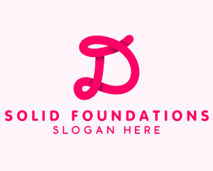 Pink Cursive Loop Letter D Logo