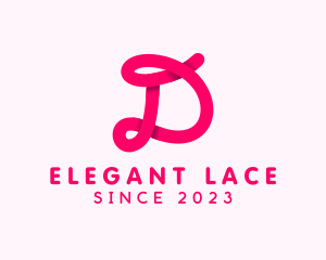 Lace - Pink Cursive Loop Letter D logo design
