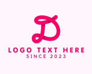 Letter D - Pink Cursive Loop Letter D logo design