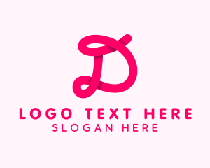 Pink Cursive Loop Letter D Logo