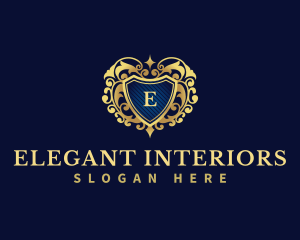 Flourish Decorative Hotel Shield logo design