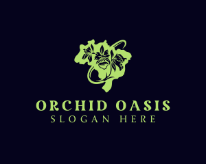 Orchid Flower Map logo design