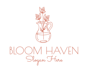 Flower Vase Plant  logo design