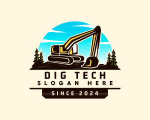 Construction Digging Excavator logo design