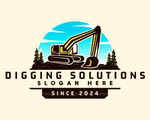 Construction Digging Excavator logo design