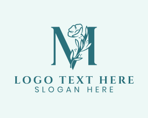 Organic Products - Flower Vine Letter M logo design
