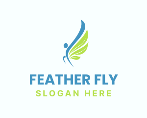 Flying Human Leaf Wings logo design