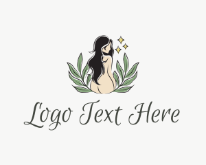 Handdrawn - Nude Woman Organic Spa logo design